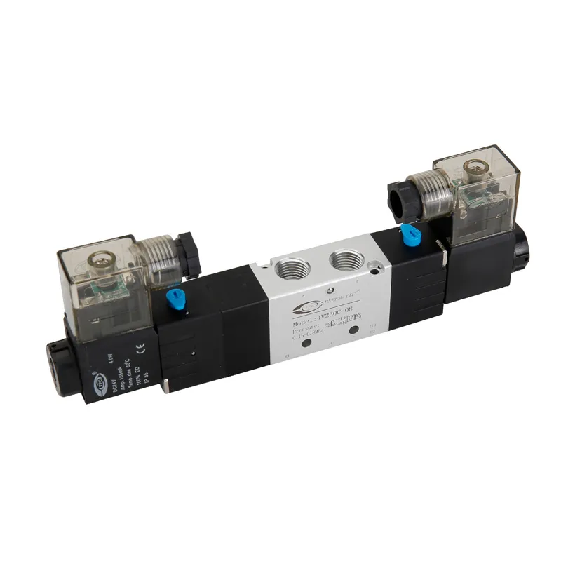 4V230C-08-Solenoid-Valve سلكتور هواء كهربائي 4V230E مفتوح الوسط – 5/3 Way Double Solenoid Valve - الصورة 1
