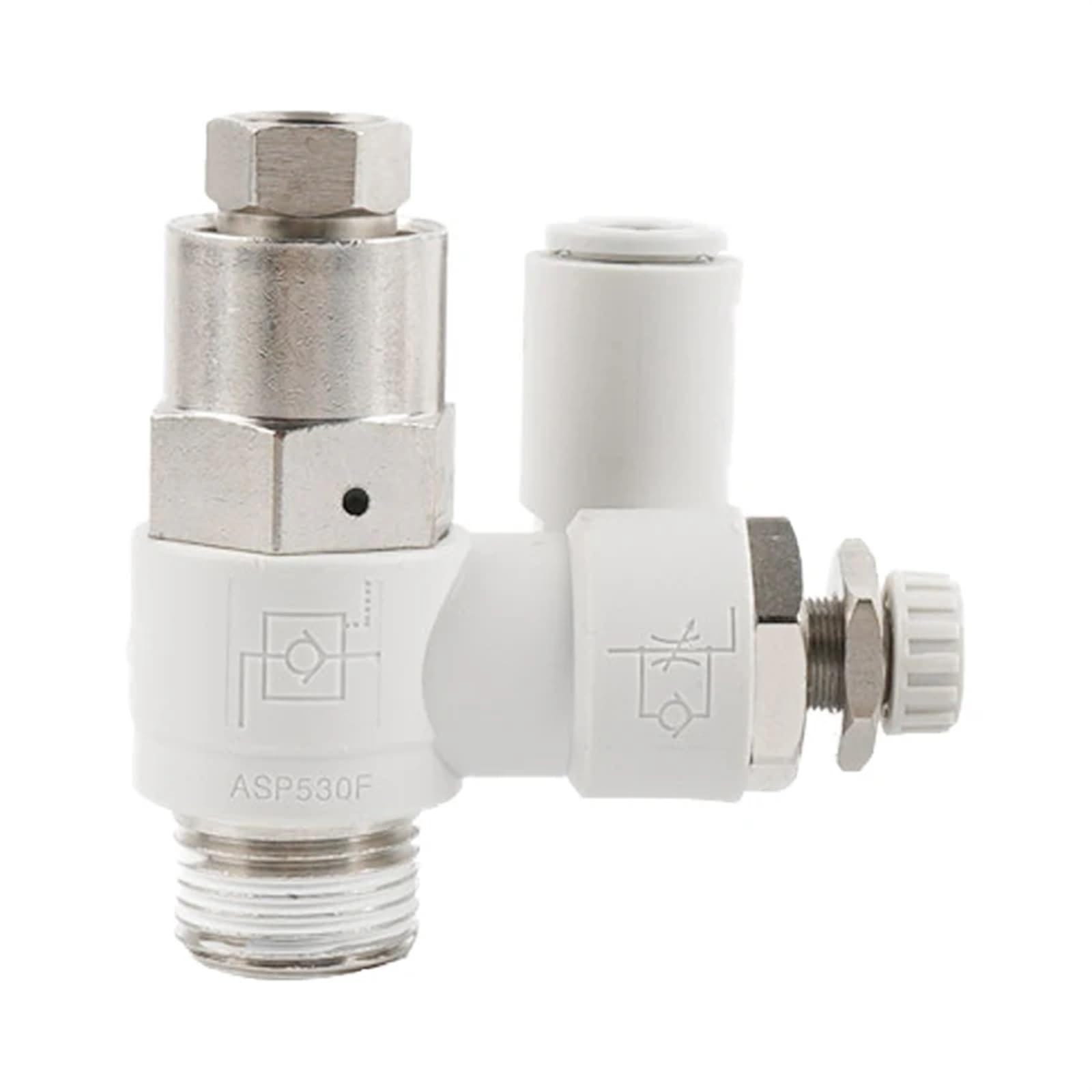 asp330f-01-08 صمام تحكم بسرعة جك الهواء 1/8 انبوب 8ملم ASP330F-01-08 – Speed Controller with Pilot Check Valve - الصورة 1